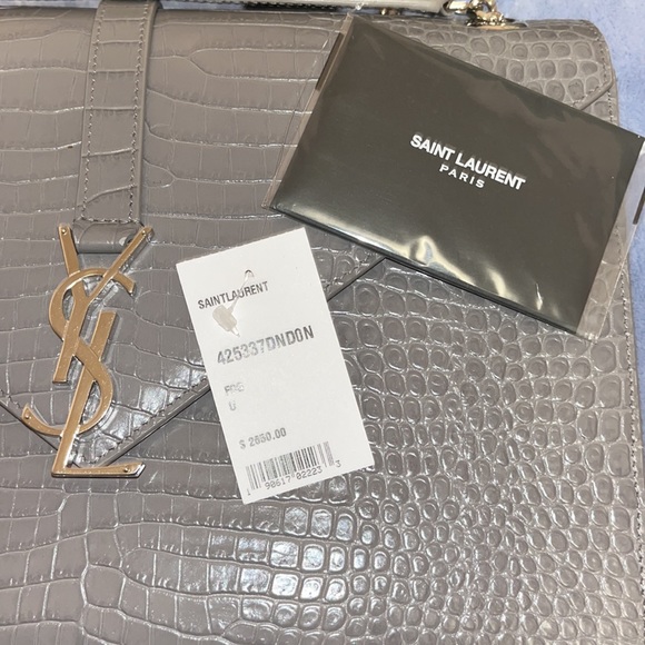 YSL Grey Croc Embossed Bag - Picture 4 of 17